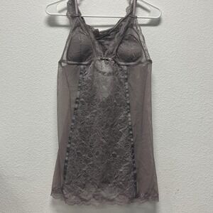 Victoria's Secret Very Sexy Babydoll & Thong Set Gray Lace Mesh Large  Y2K